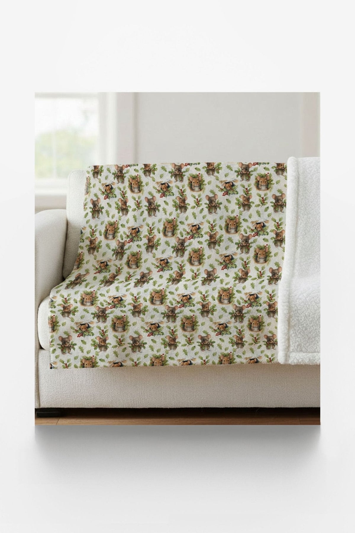 Winter Woodland Mice Sherpa Blanket