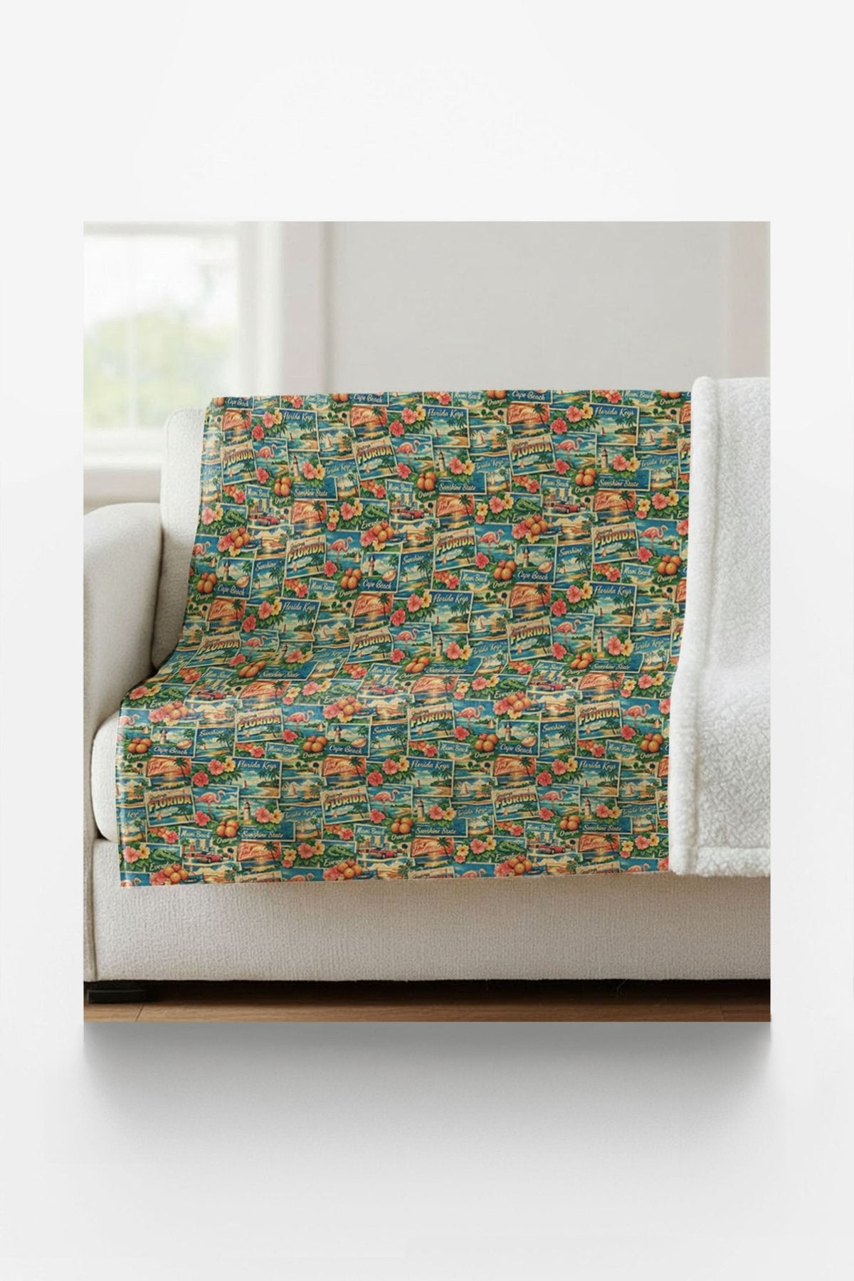 Florida Postcard Memories Sherpa Blanket