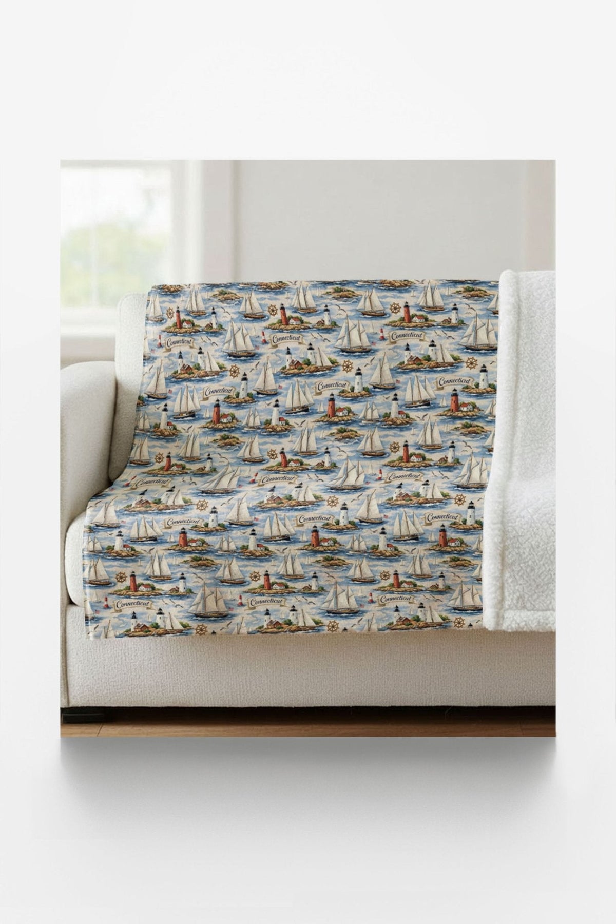 Connecticut Coastal New England Sherpa Blanket
