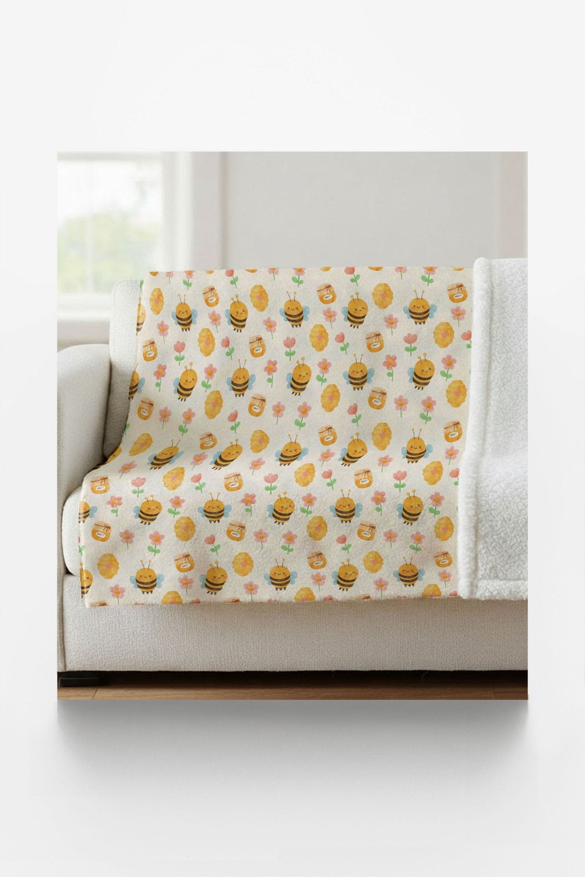Happy Honeybees Sherpa Blanket