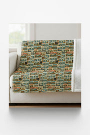 North Carolina Postcard Memories Sherpa Blanket
