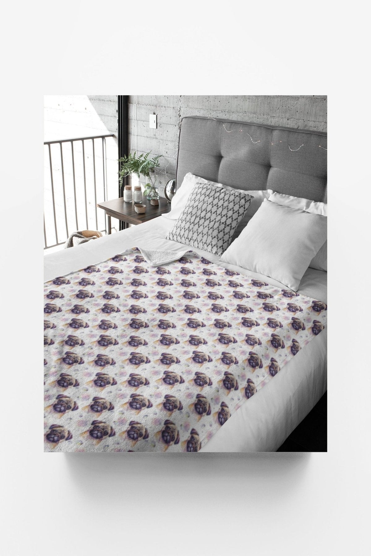Pugs & Hugs Sherpa Blanket