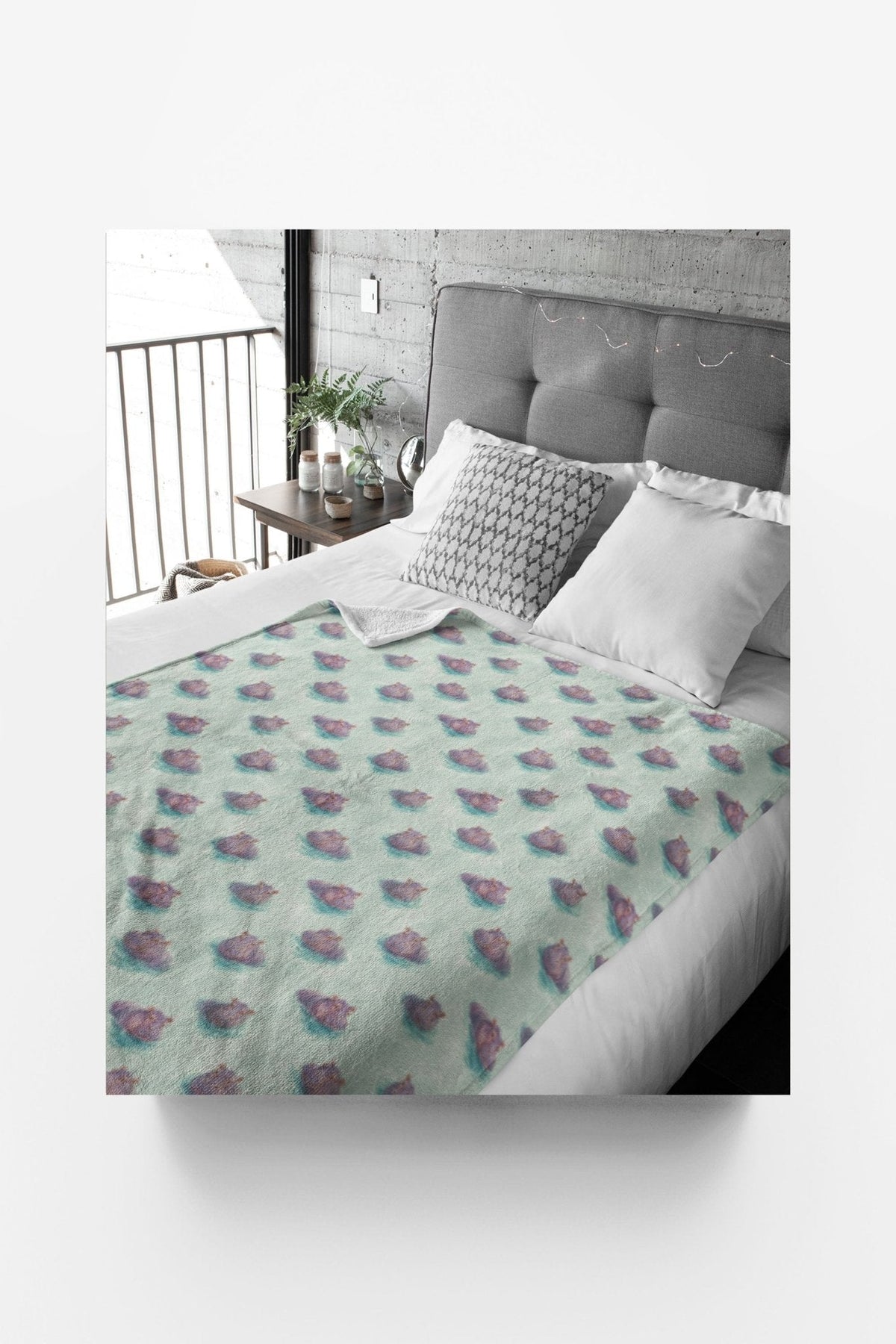 Hippo Harbor Sherpa Blanket