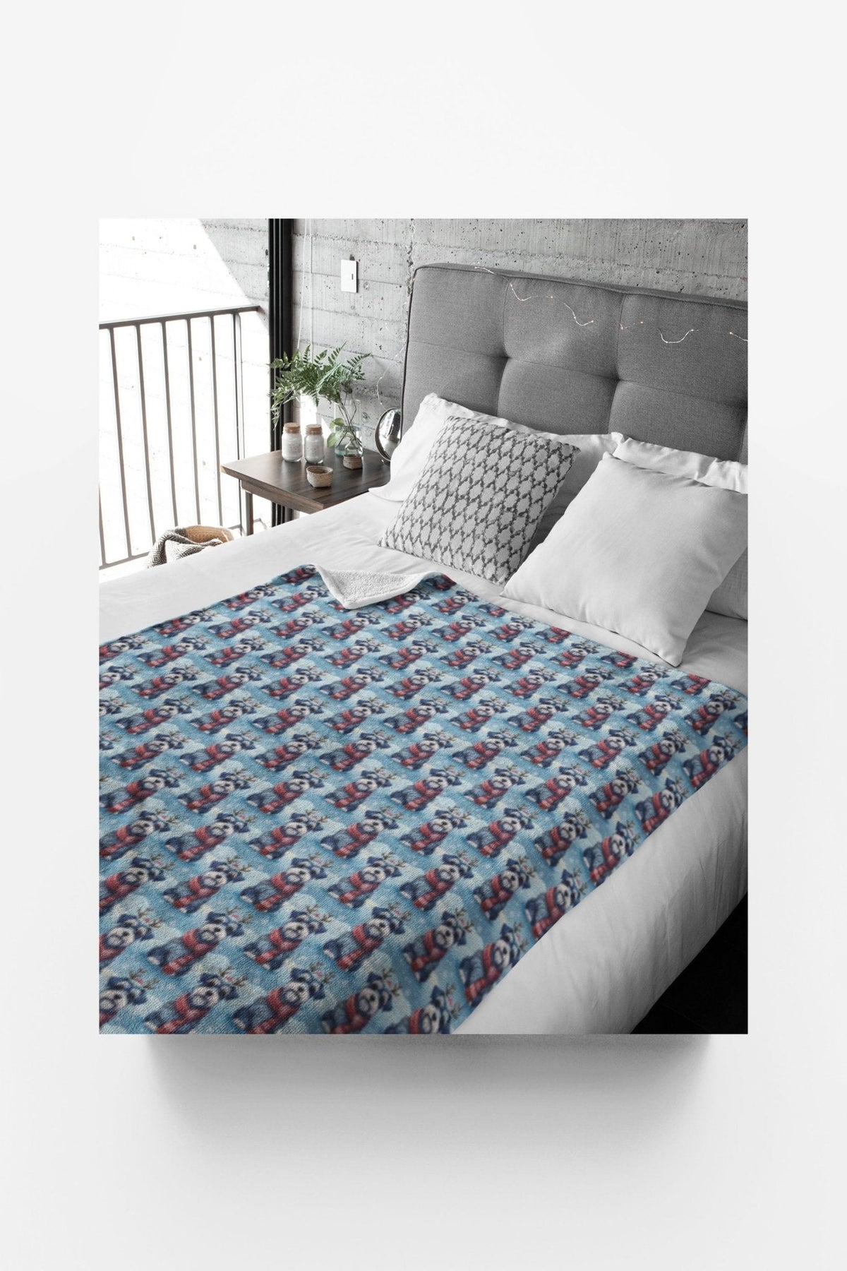 Scarved Schnauzer Cheer Sherpa Blanket