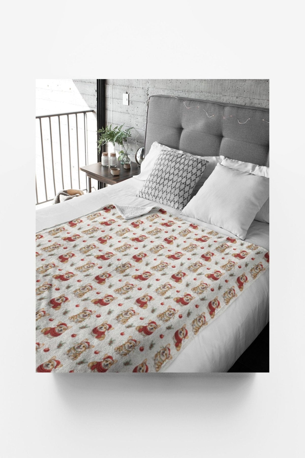 Mistletoe Morning Corgi Sherpa Blanket