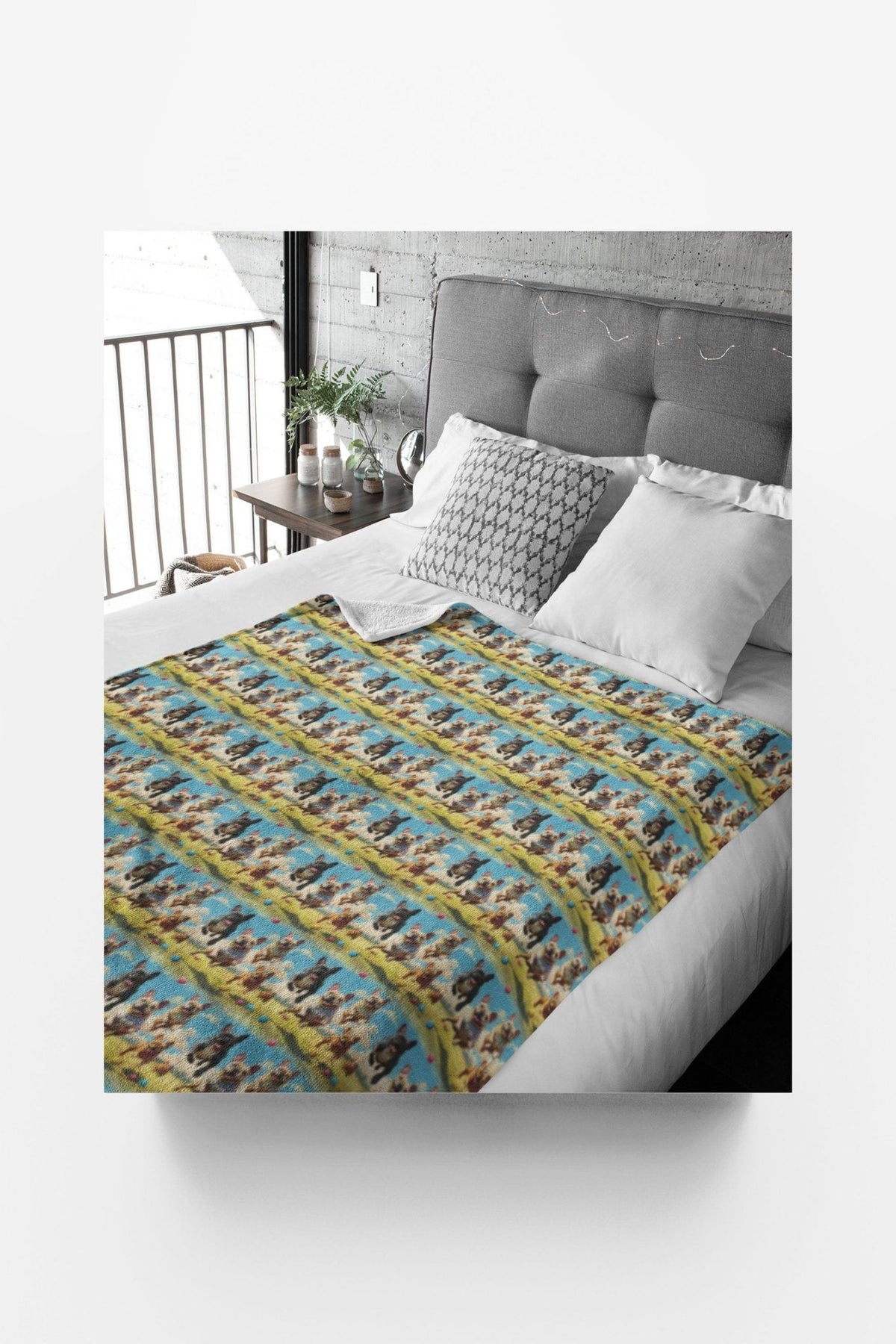 Frenchie Trot Sherpa Blanket