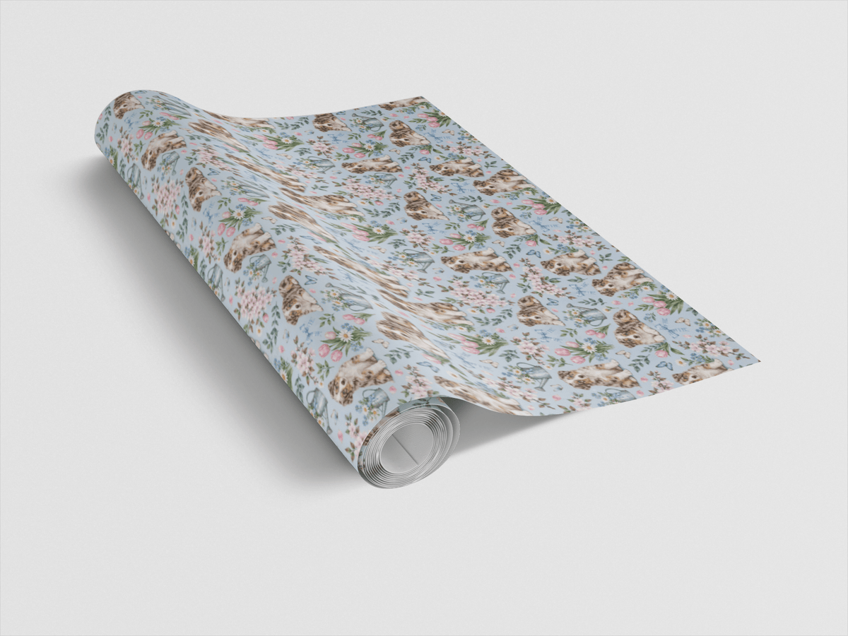 Red Merle Aussie Spring Garden Wrapping Paper