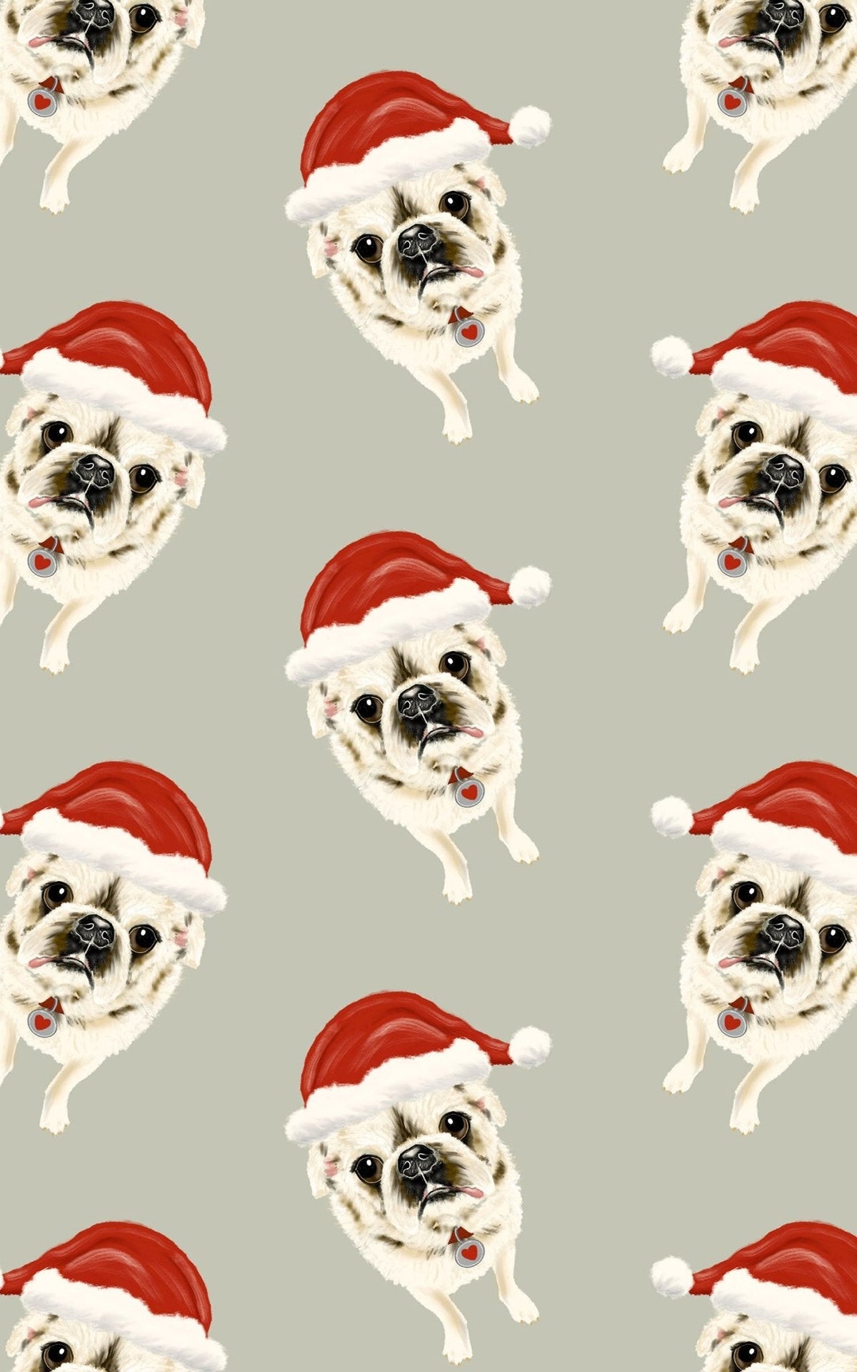 Santa Pug Wrapping Paper | Michelle Gilsey | Artist Corner