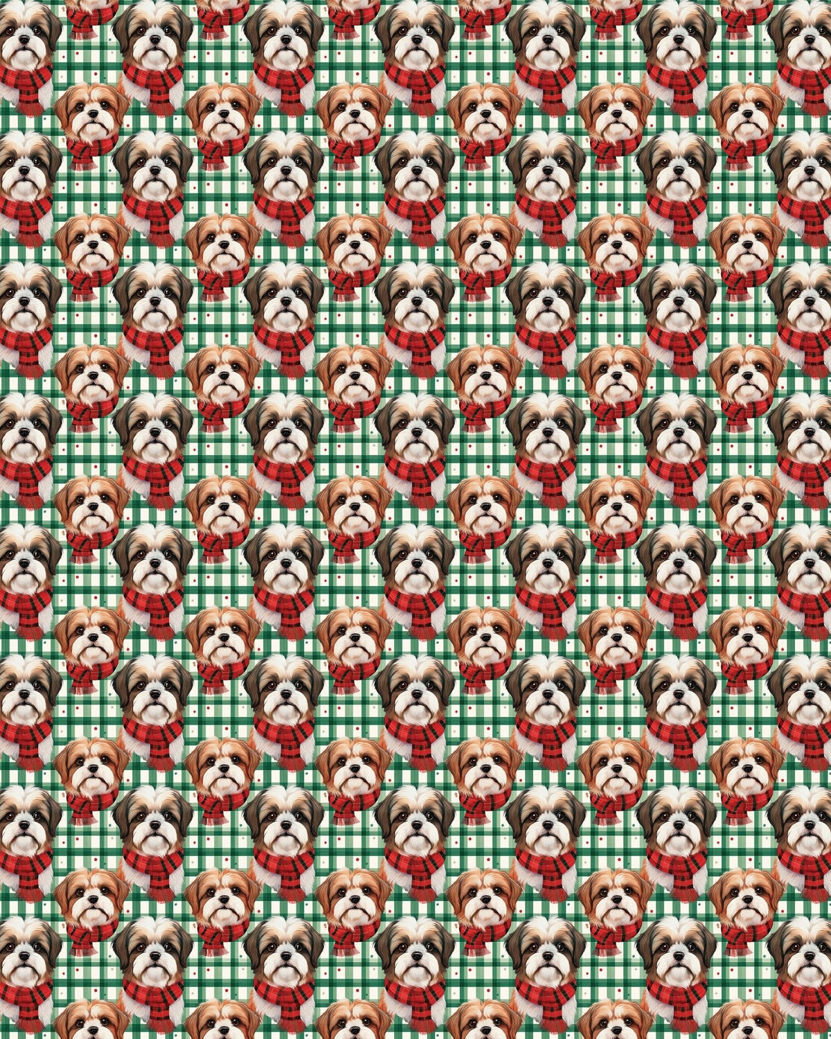 Shih Tzu Plaid Parade Sherpa Blanket