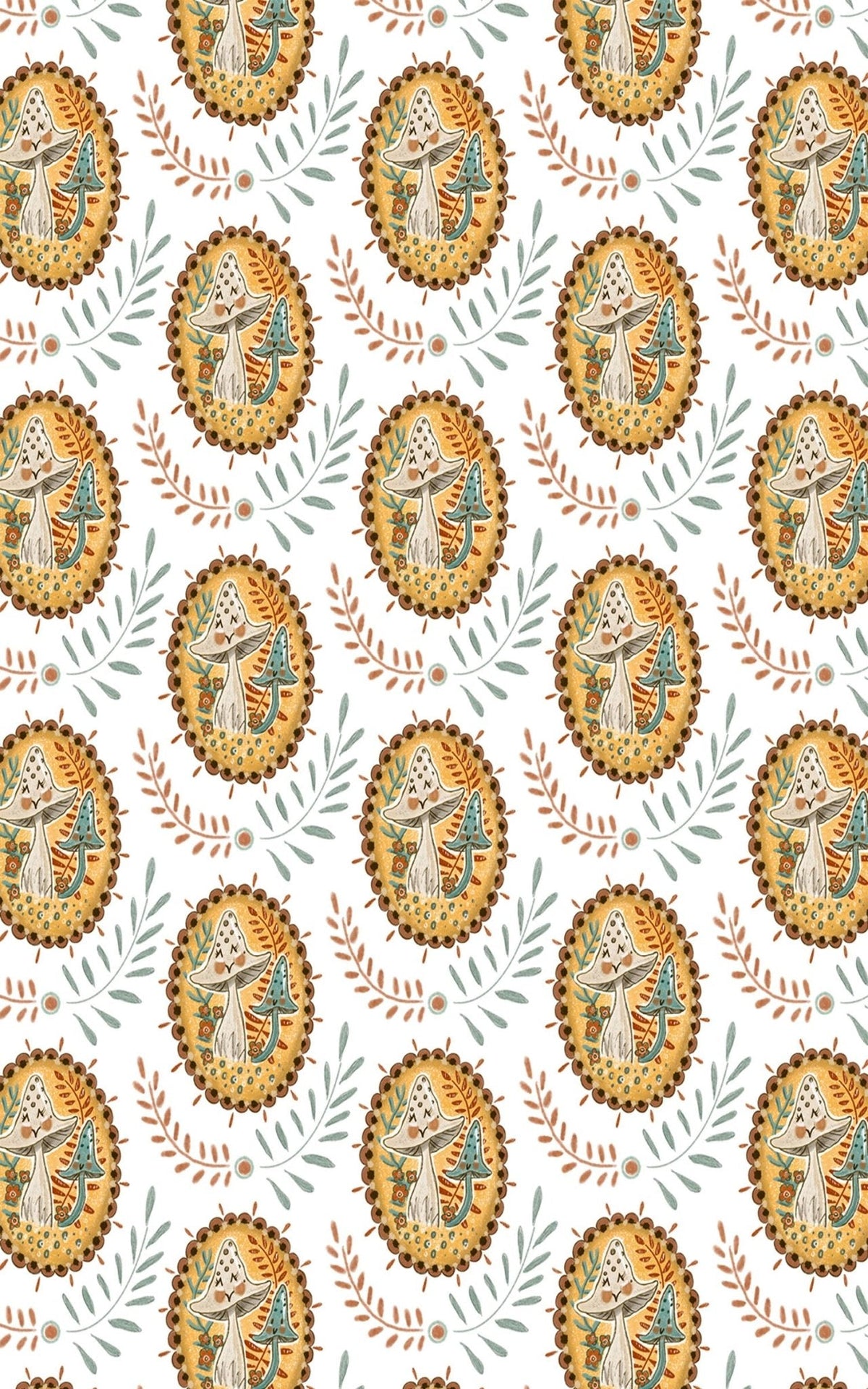 Friendly Mushrooms Wrapping Paper | Michelle Gilsey | Artist Corner
