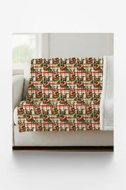 German Shepherd Plaid Parade Sherpa Blanket