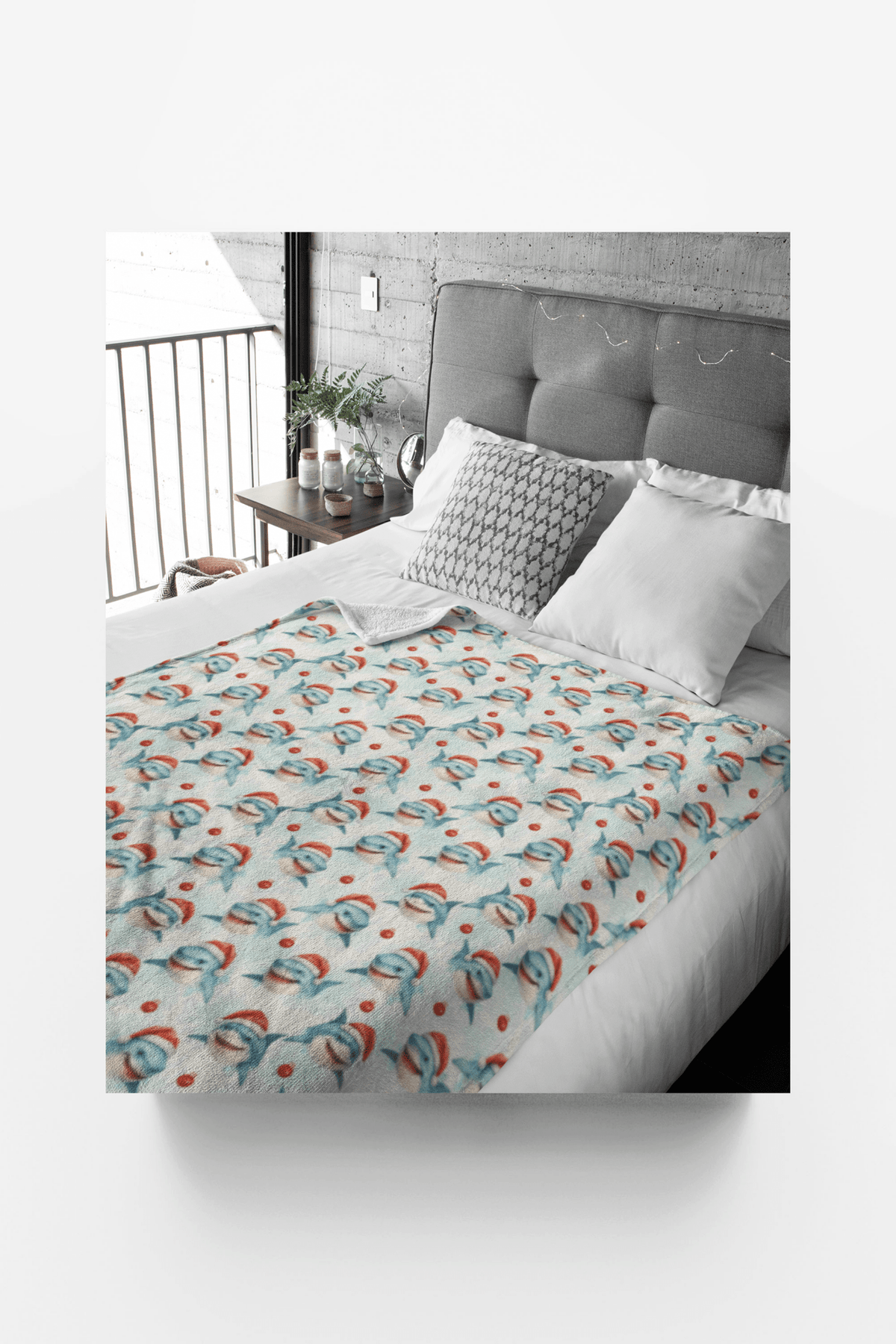 Festive Great Whites Sherpa Blanket