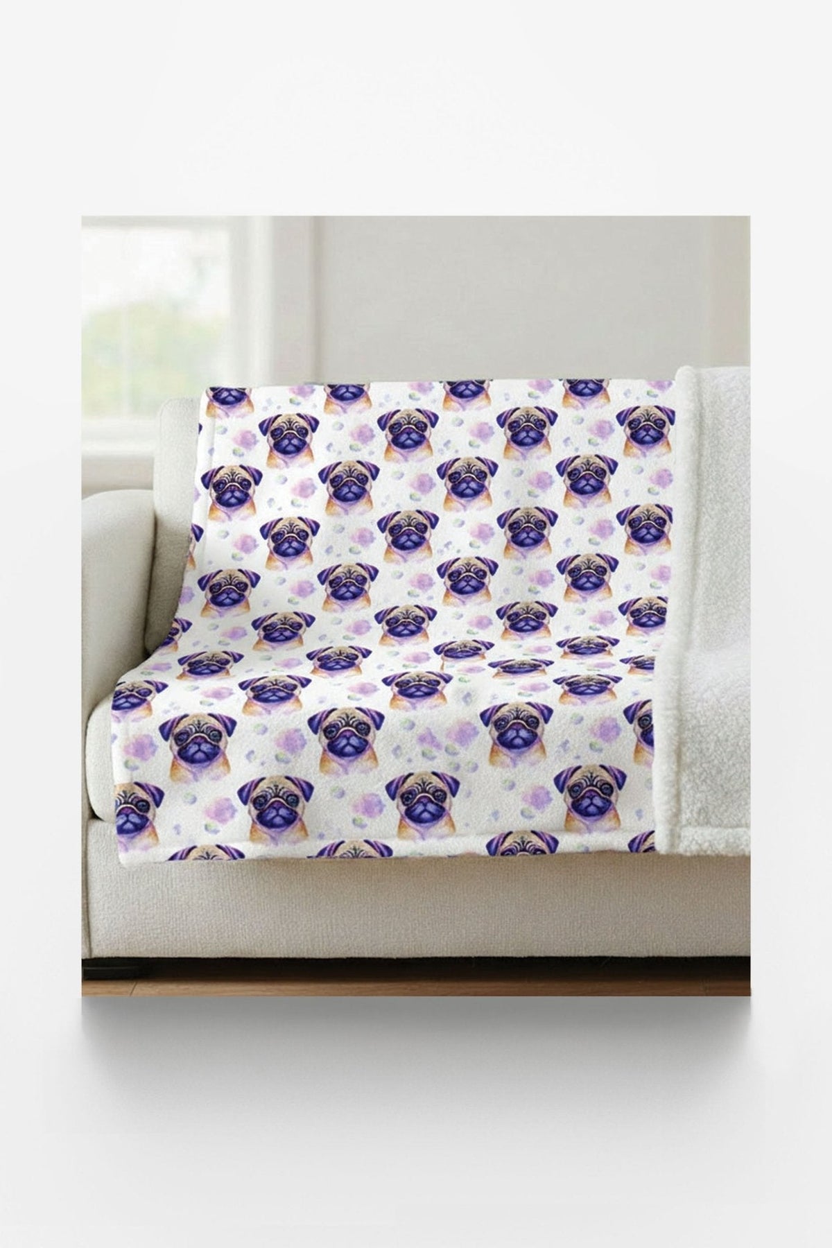 Pugs & Hugs Sherpa Blanket