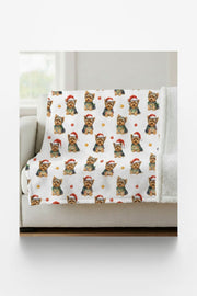Santa's Little Yorkie Sherpa Blanket