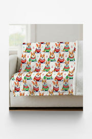 Corgi Holiday Sweaters Sherpa Blanket