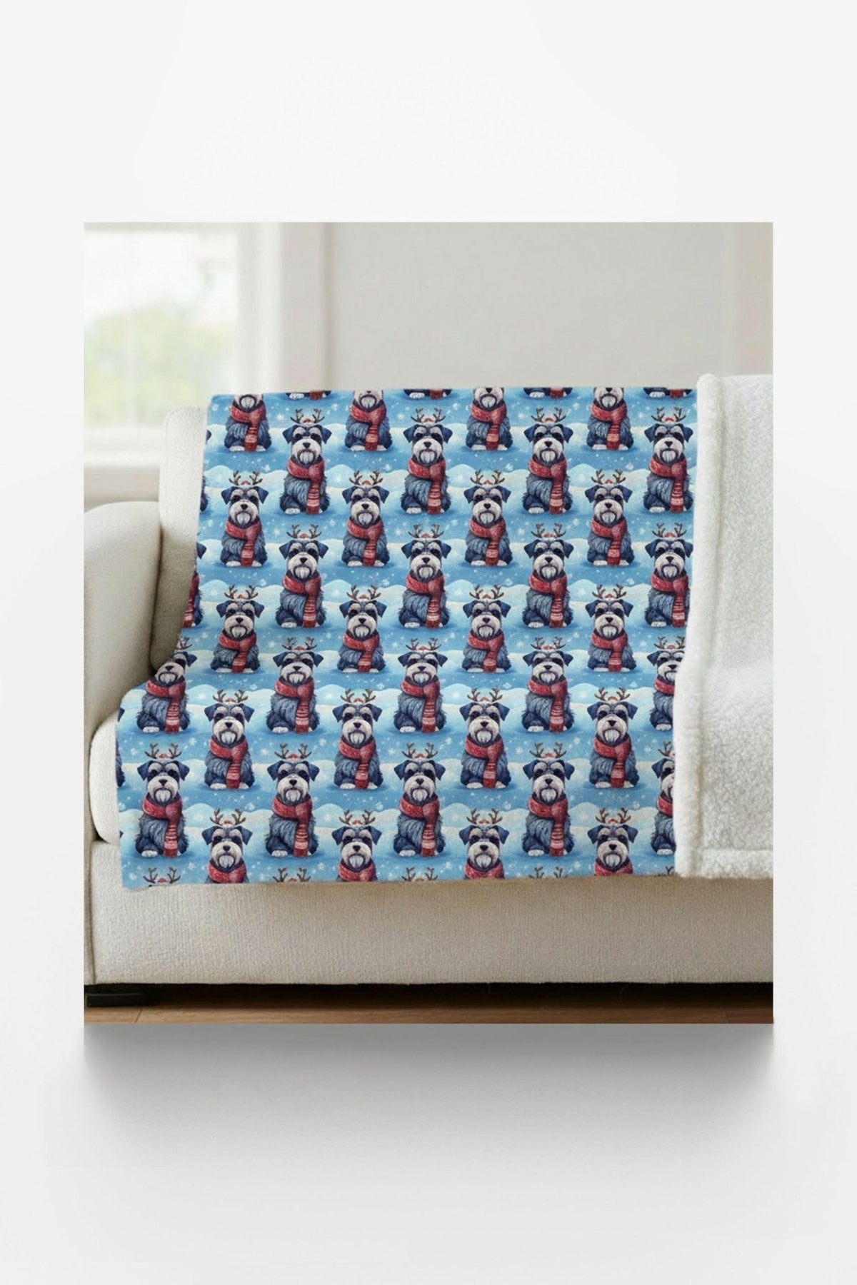Scarved Schnauzer Cheer Sherpa Blanket