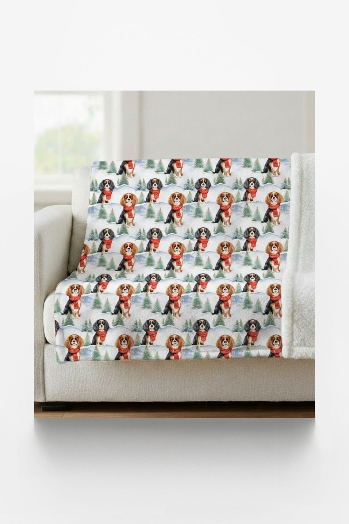 Cavalier King Christmas Sherpa Blanket