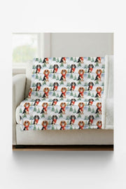 Cavalier King Christmas Sherpa Blanket