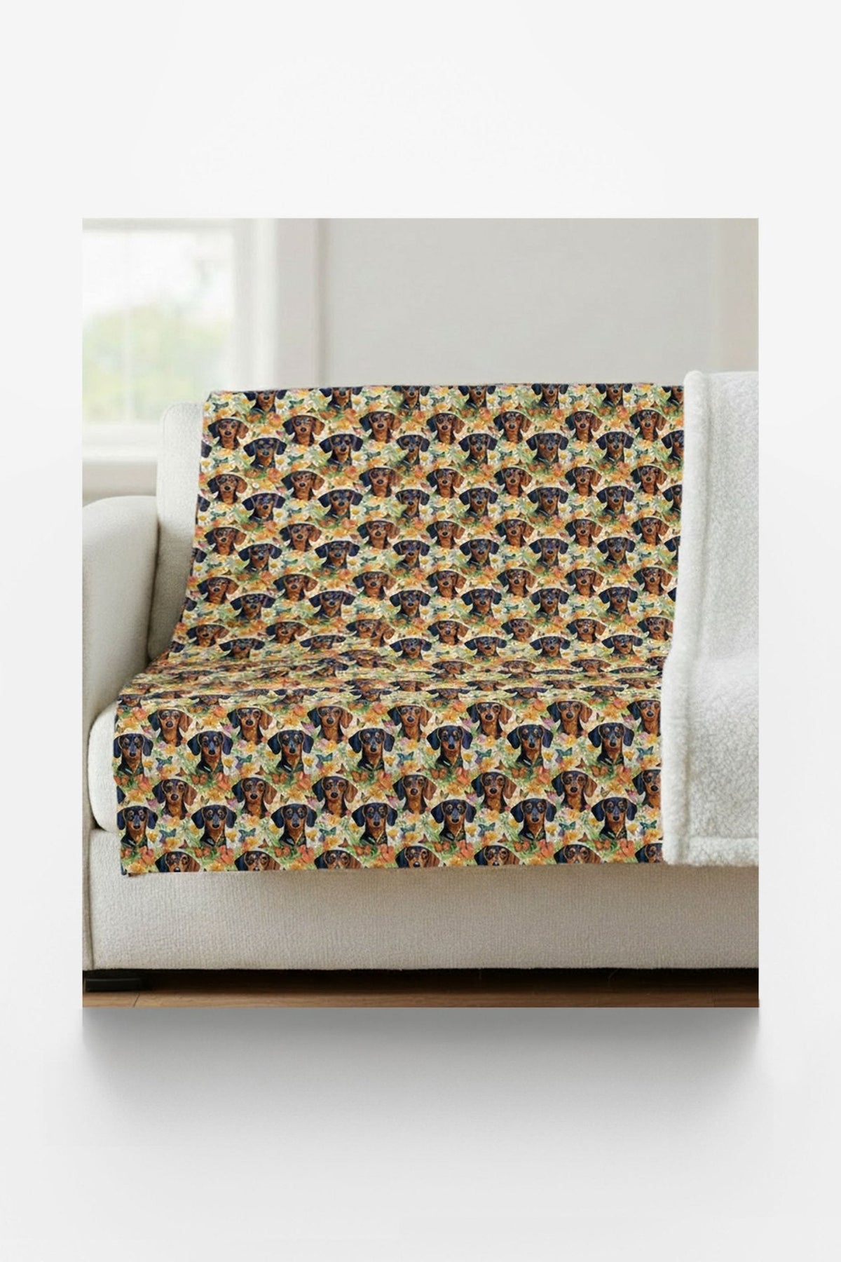 Dachshund Garden Party Sherpa Blanket