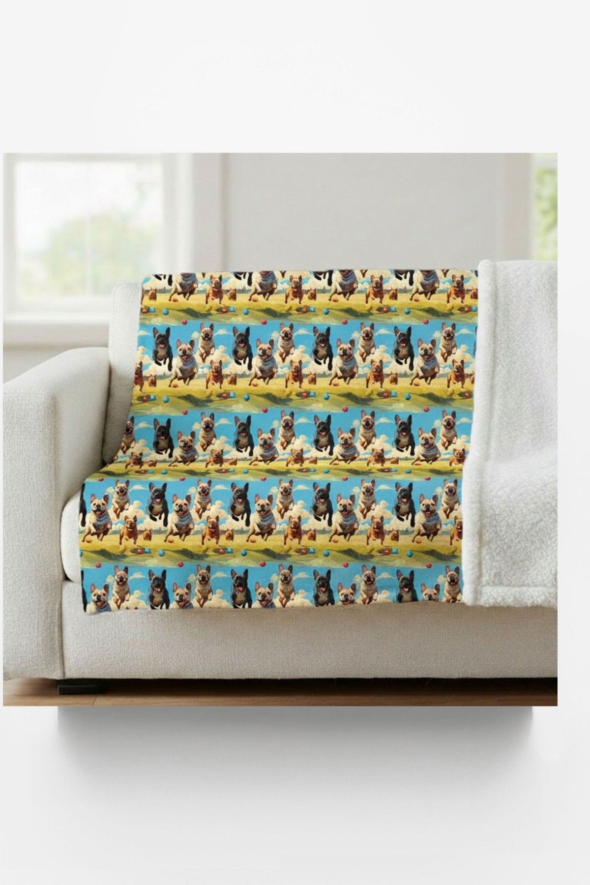Frenchie Trot Sherpa Blanket