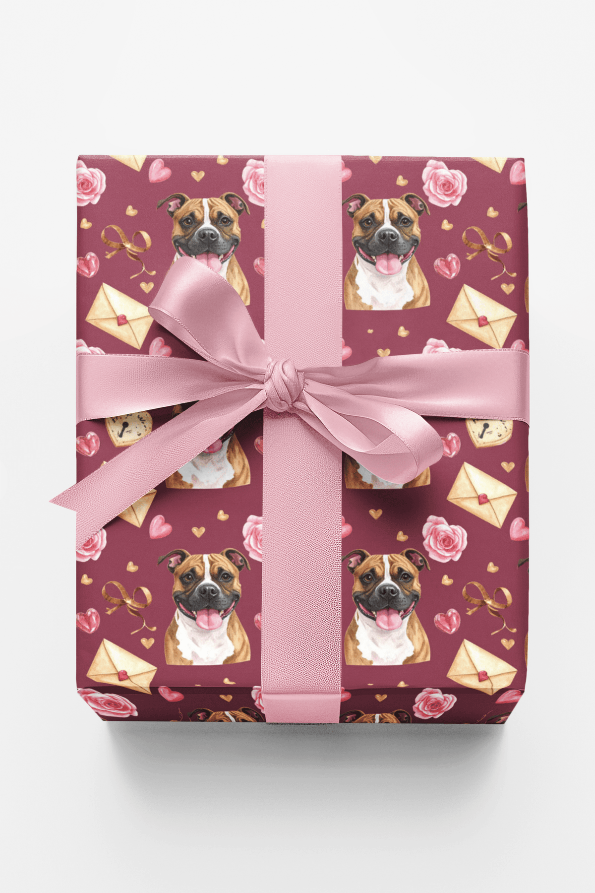 Valentine’s Staffy Sweethearts Wrapping Paper