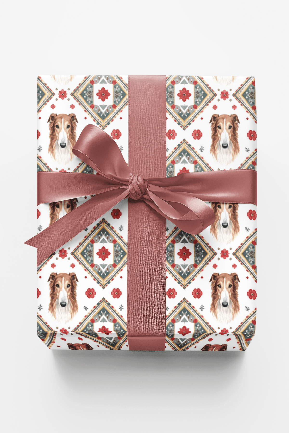 Russian Embroidery Borzoi Wrapping Paper