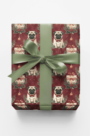 Victorian Christmas Pugs Wrapping Paper