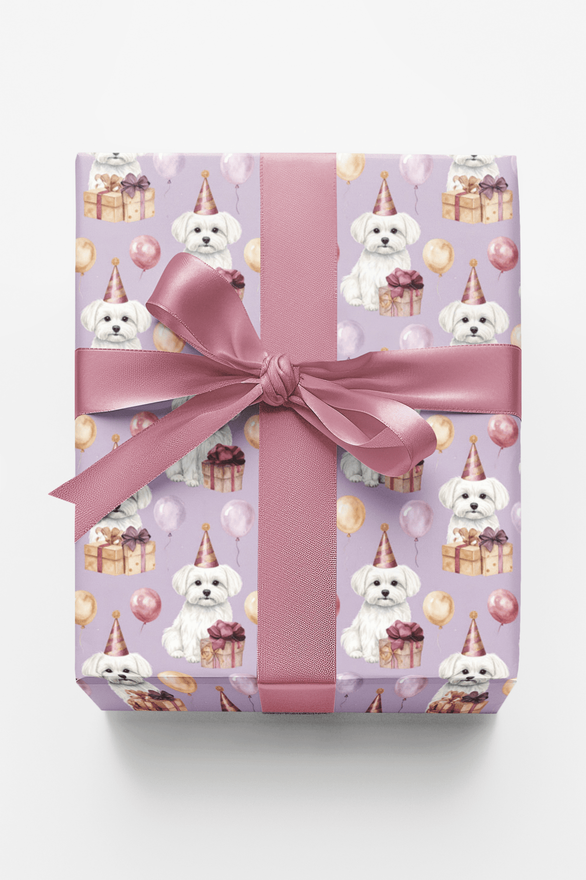 Festive Birthday Maltese Wrapping Paper