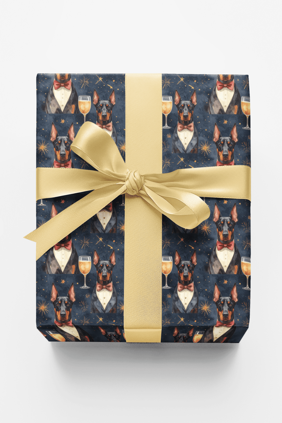 Festive New Year Dobermans Wrapping Paper