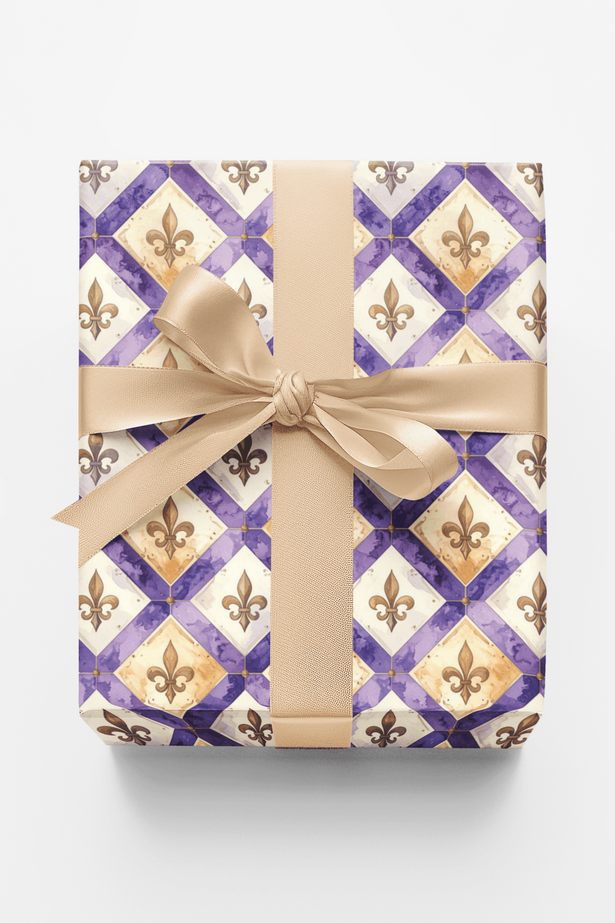 Purple Fleur-de-lis Lattice Wrapping Paper