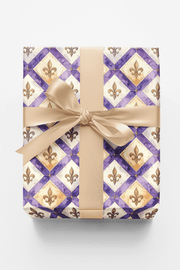 Purple Fleur-de-lis Lattice Wrapping Paper