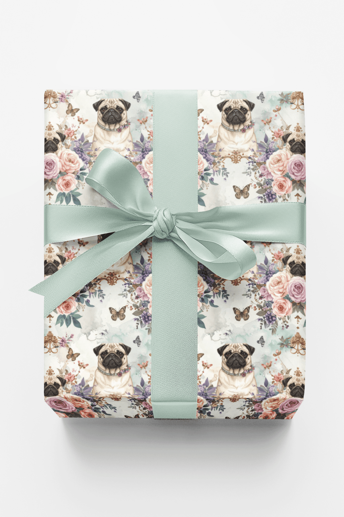 Pug Garden Party Wrapping Paper