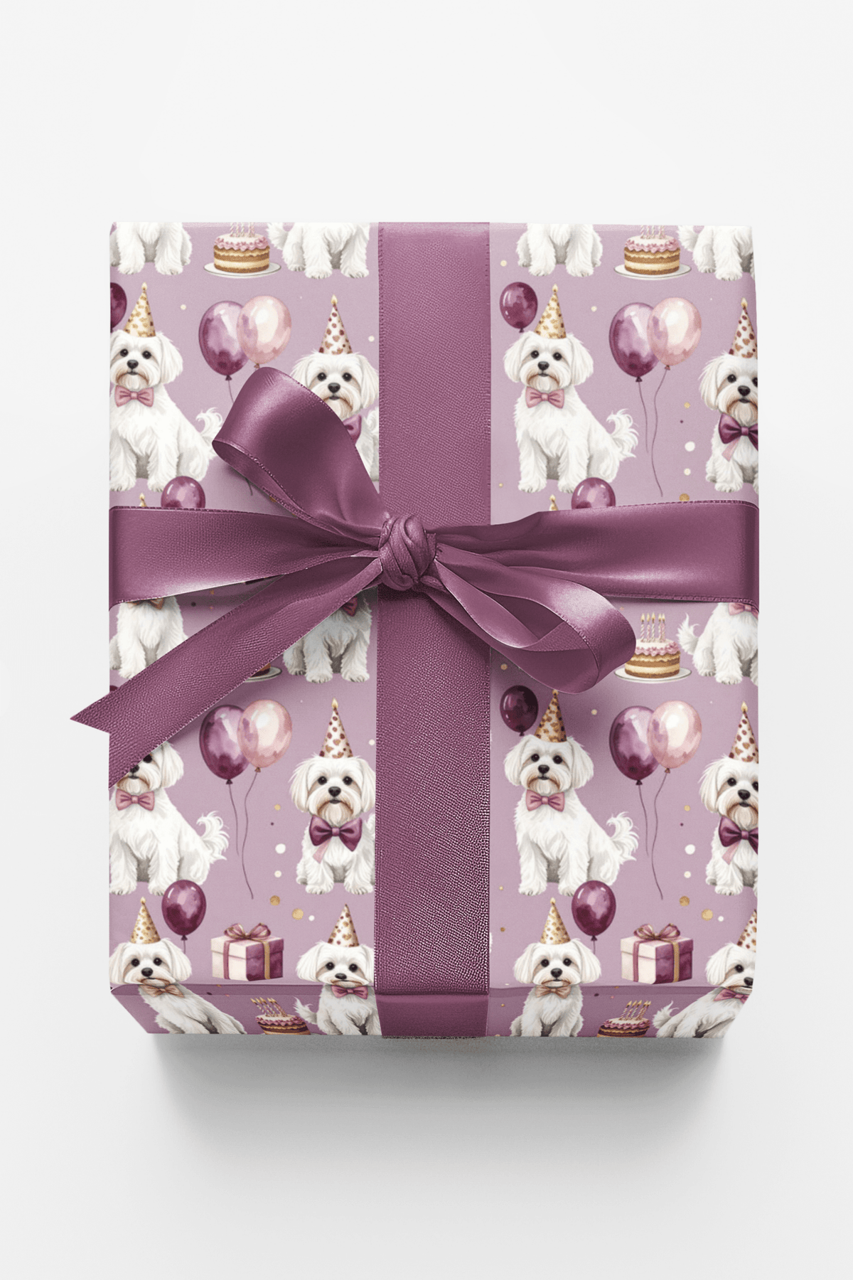 Elegant Birthday Maltese Wrapping Paper