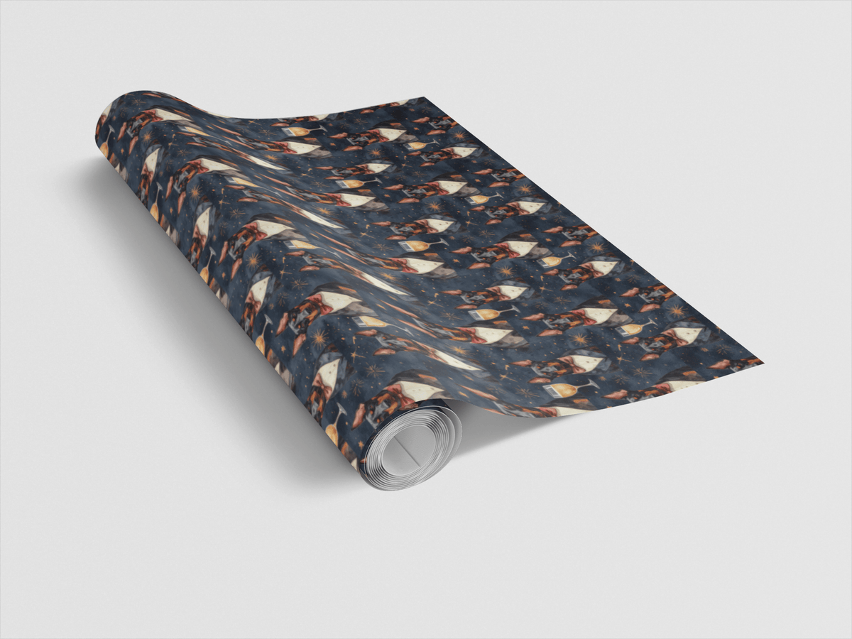 Festive New Year Dobermans Wrapping Paper