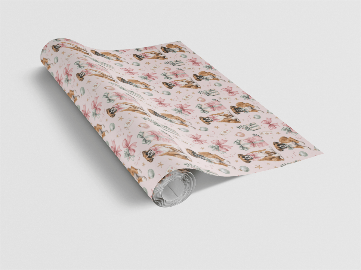 Adorable Boxer Christmas Wrapping Paper