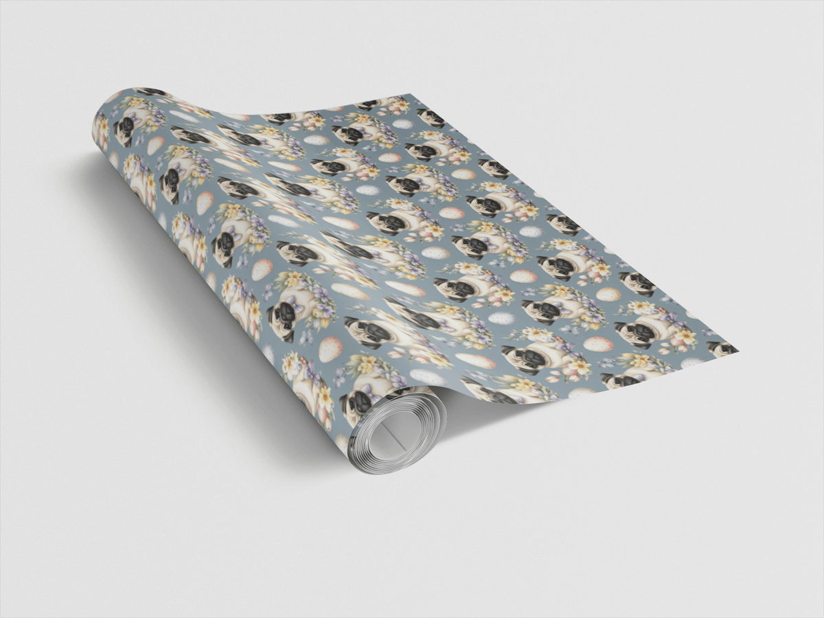 Easter Blooms Pug Wrapping Paper