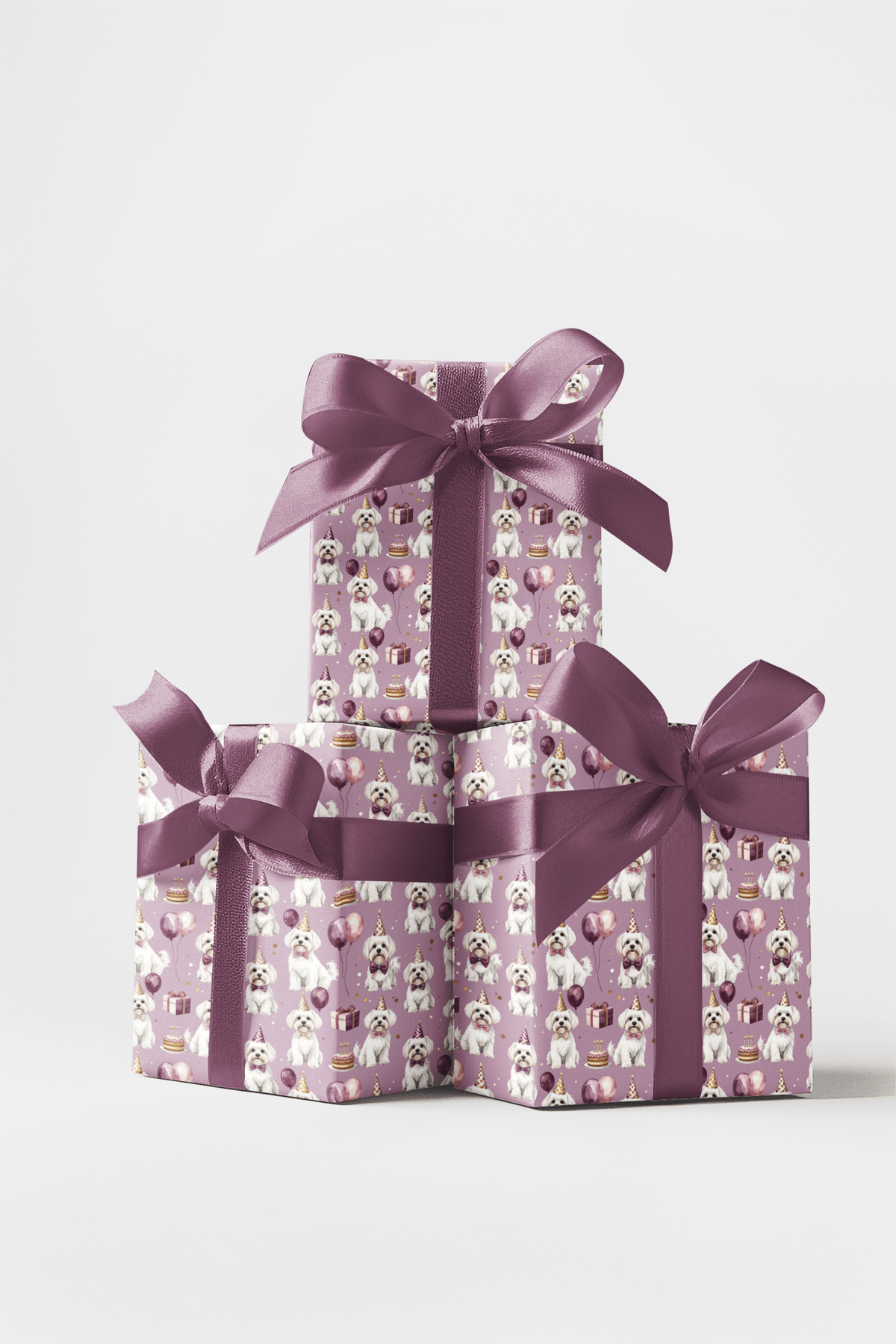 Elegant Birthday Maltese Wrapping Paper