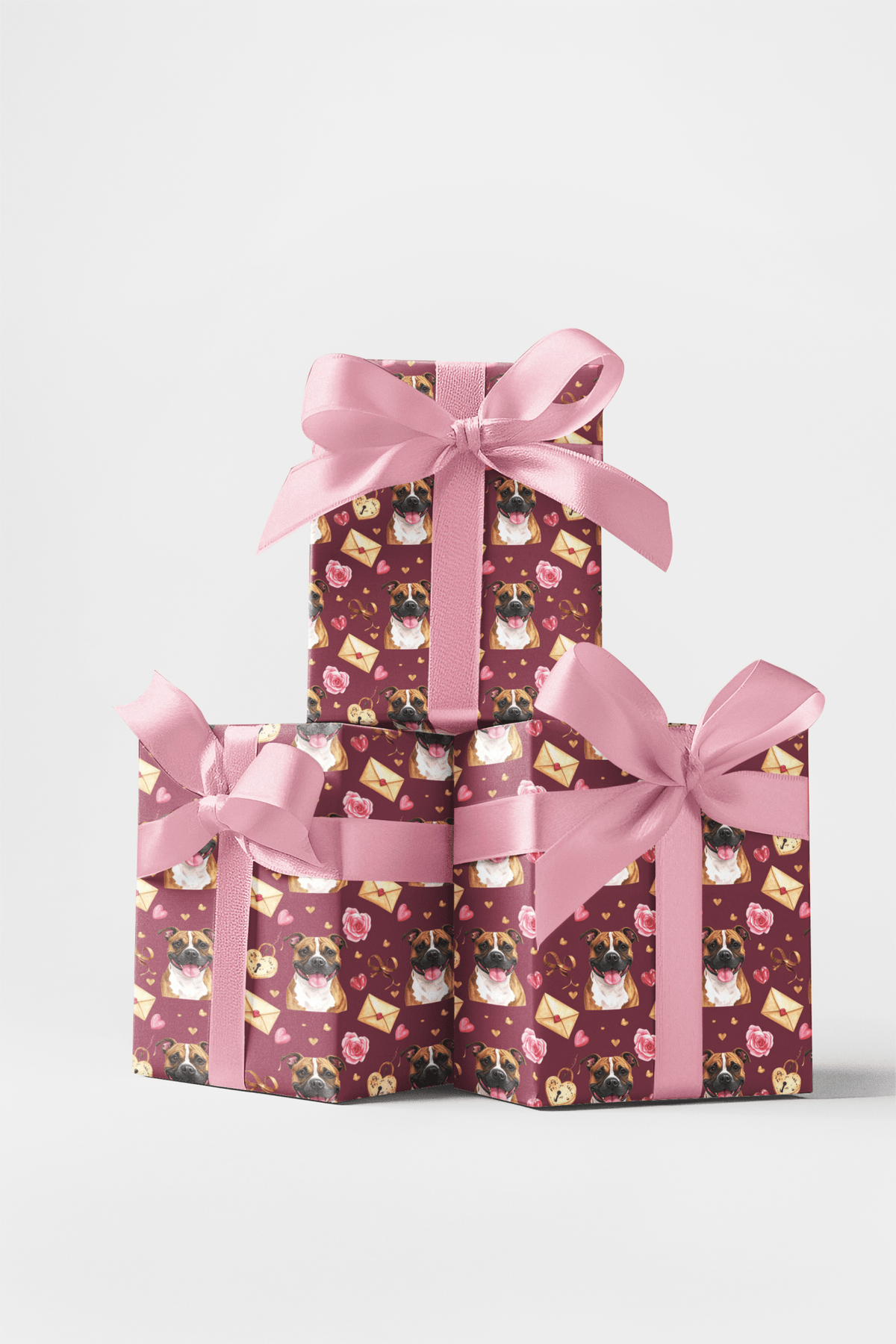 Valentine’s Staffy Sweethearts Wrapping Paper