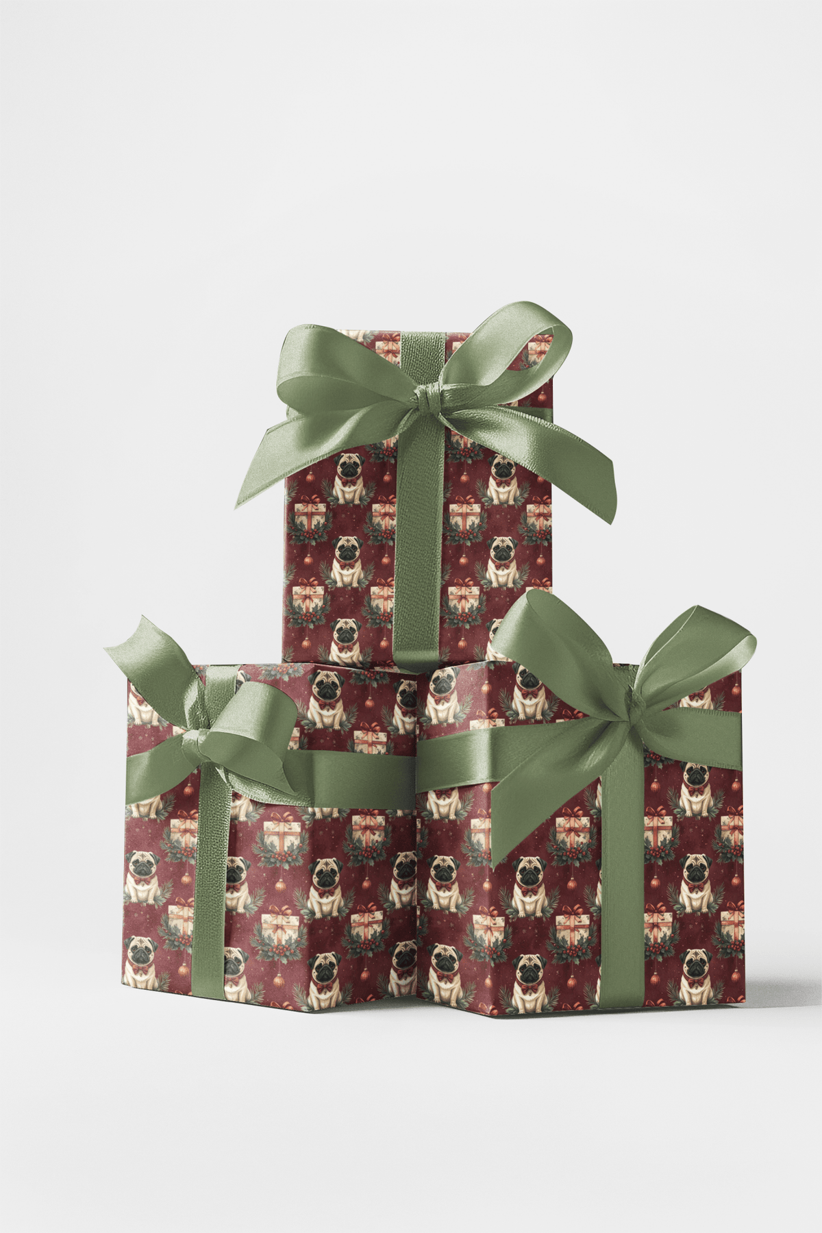 Victorian Christmas Pugs Wrapping Paper