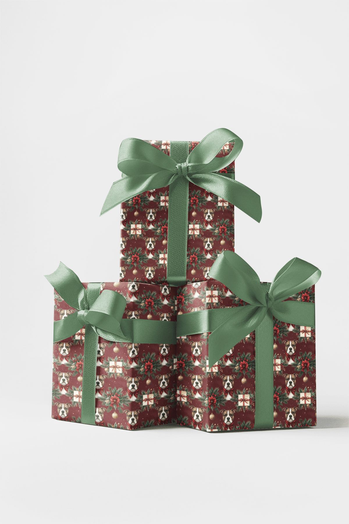 Traditional Christmas Staffies Wrapping Paper