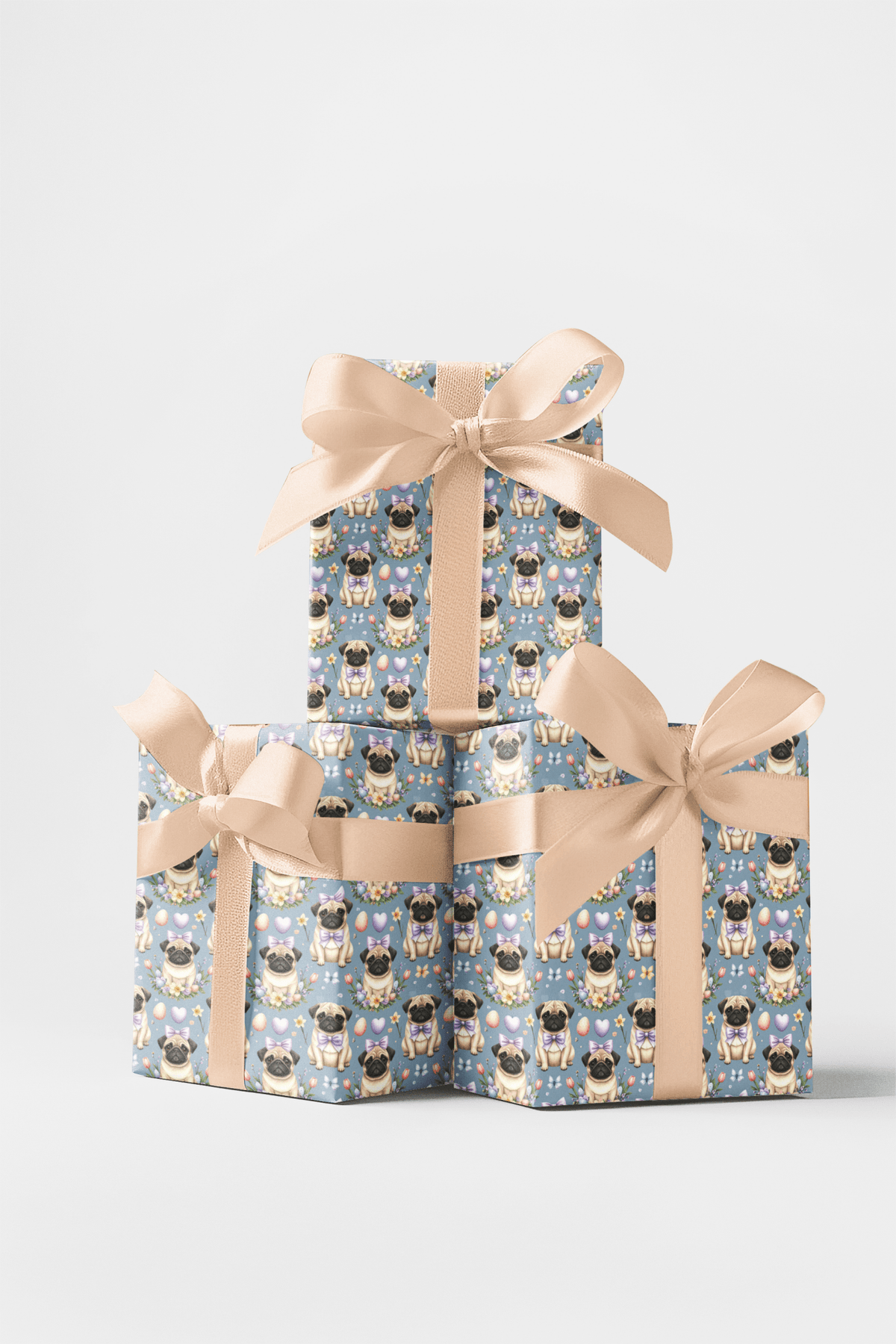 Pastel Easter Pugs Wrapping Paper