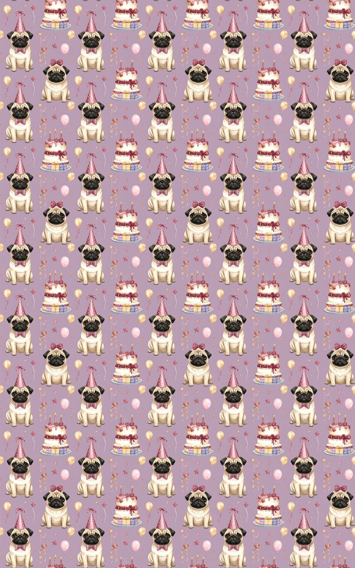 Elegant Birthday Pugs Wrapping Paper