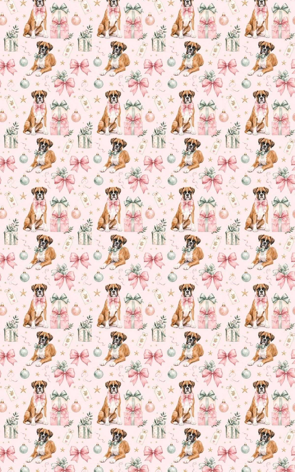 Adorable Boxer Christmas Wrapping Paper