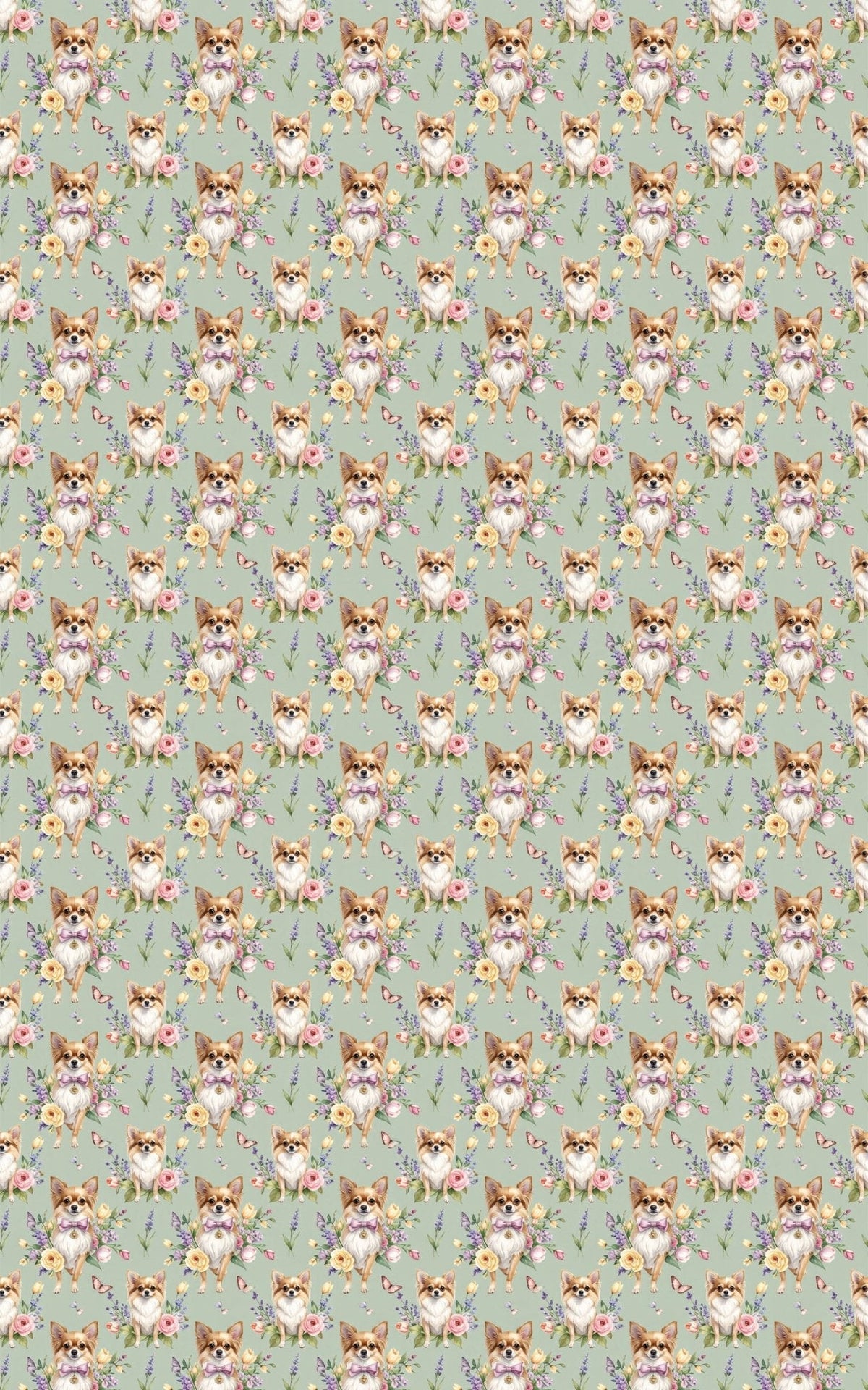 Chihuahua Spring Garden Party Wrapping Paper