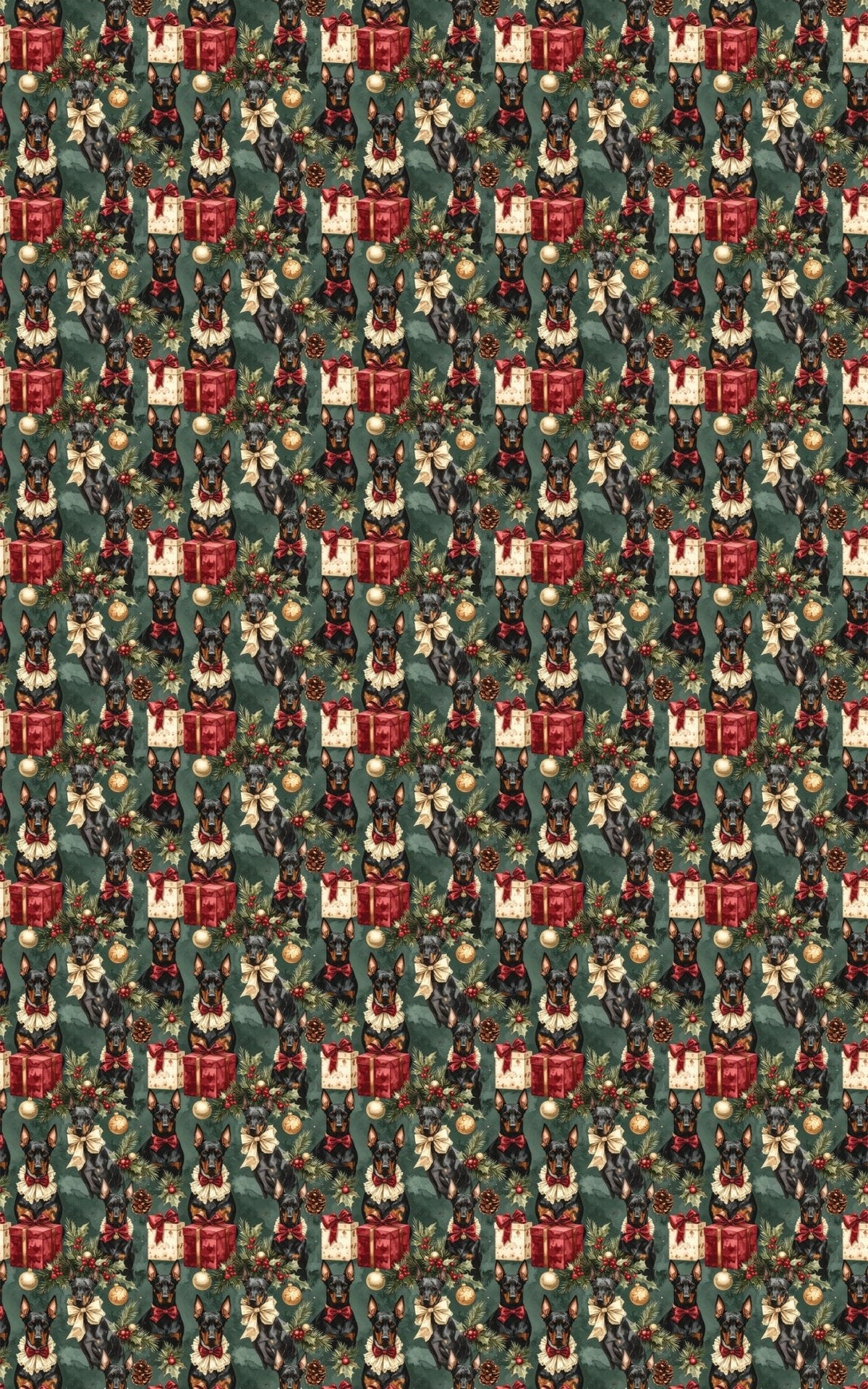 Antique Christmas Doberman Wrapping Paper
