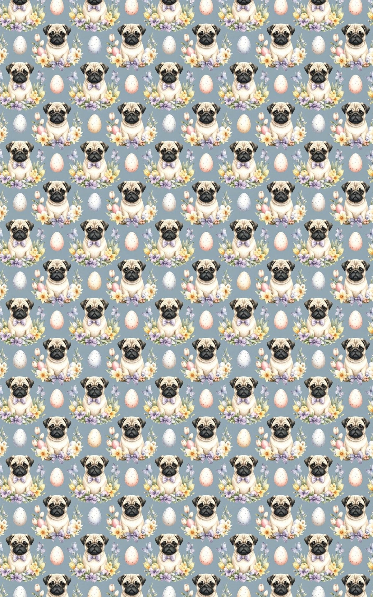 Easter Blooms Pug Wrapping Paper
