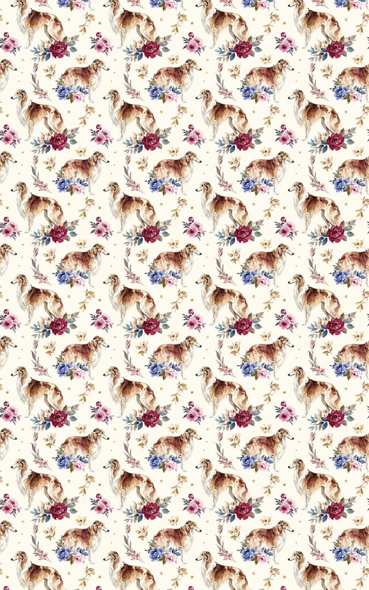 Botanical Borzoi Wrapping Paper