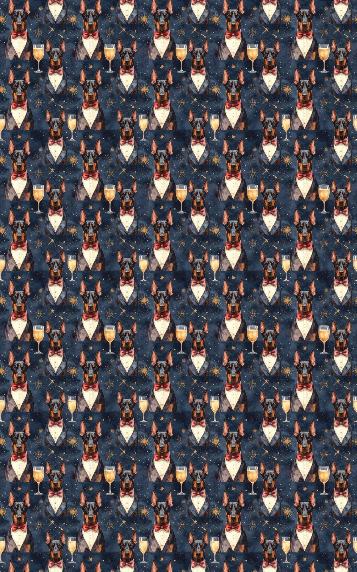 Festive New Year Dobermans Wrapping Paper