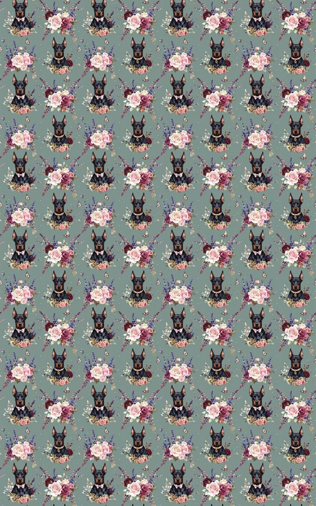 Doberman Garden Splendor Wrapping Paper