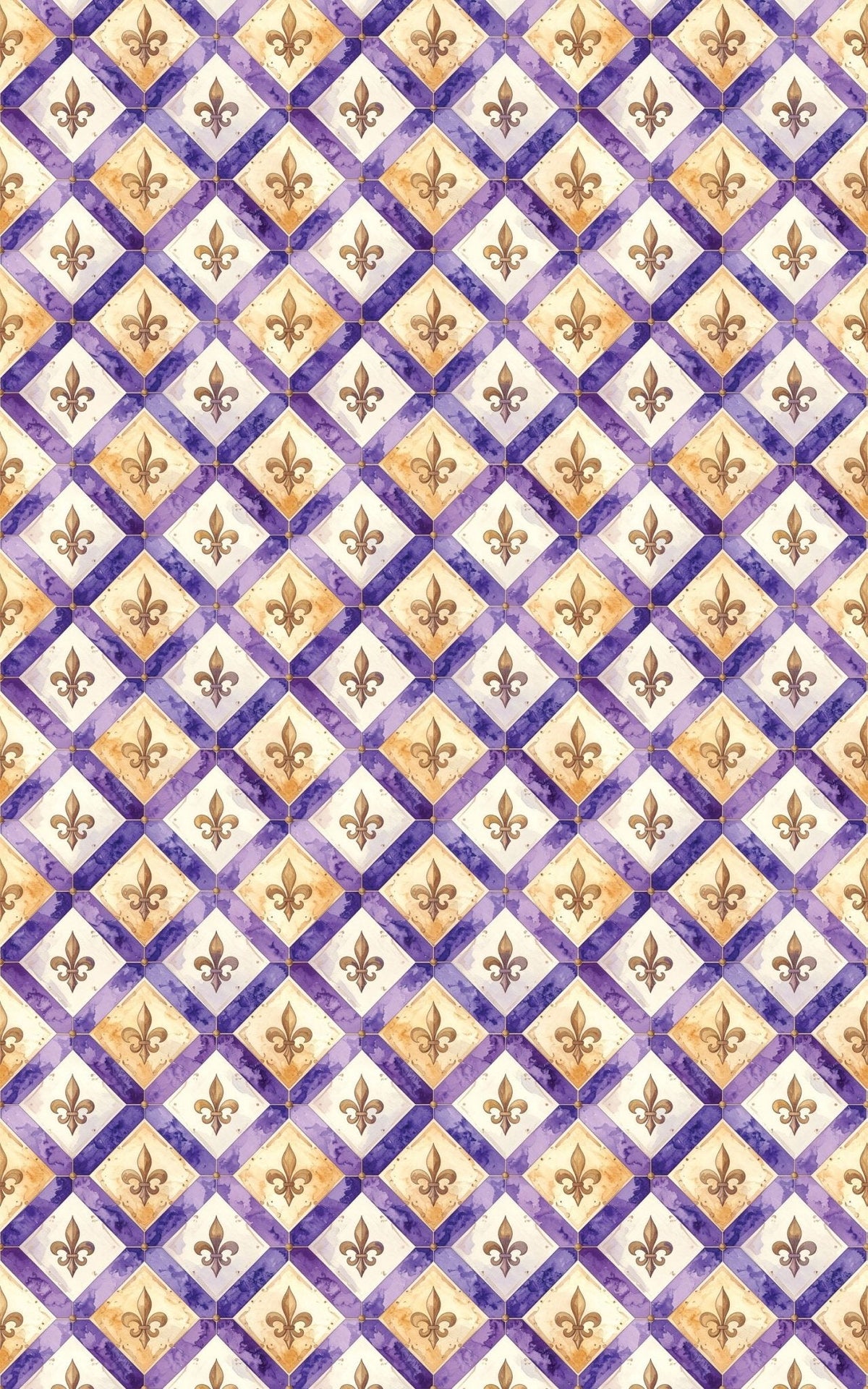 Purple Fleur-de-lis Lattice Wrapping Paper